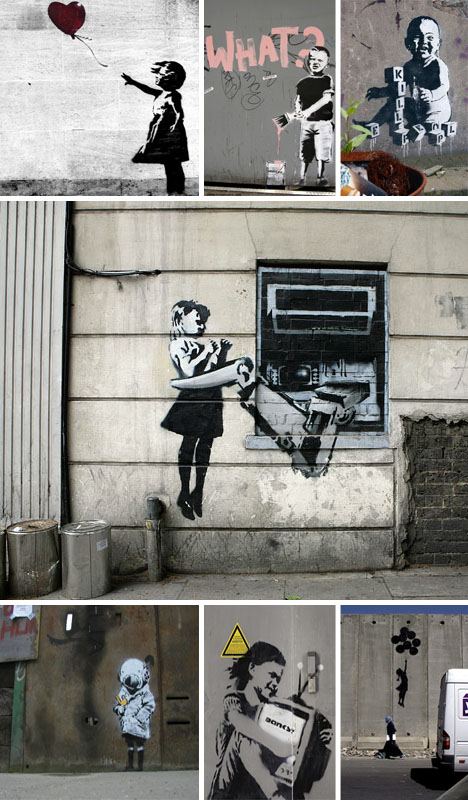 banksy graffiti. anksy, girl, graffiti,